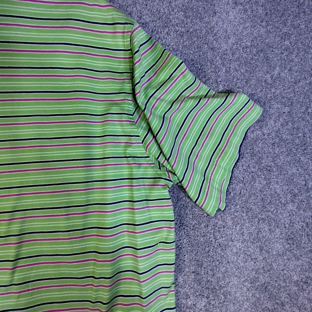 Carnoustie Performance Golf Polo Mens Medium Striped Green Short Sleeve Shirt